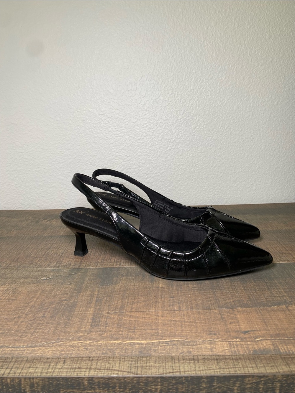 Black Slingback Kitten Heel Pumps - Anne Klein